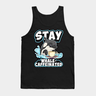 Whale Caffeinated Coffee Pun Men Women Funny Orca Coffee Tank Top